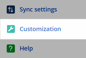 The Customization option in the Sidebar menu